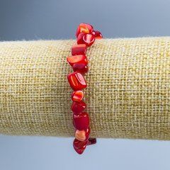 Браслет Перламутр червоний галтівка d-8х6мм+- L-18см (стрейч)