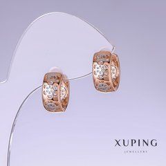 Сережки Xuping L-14мм s-7мм родій, позолота 18к