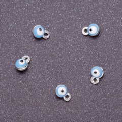 Фурнітура підвіска "очей" d-4мм L-6мм блакитна емаль метал сірий фас.14шт купити біжутерію дешево в інтернеті