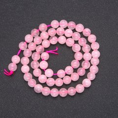 Намистини на нитці Рожевий Кварц гладка кулька d-6.5 (+ -) мм L-39см + - купити біжутерію дешево в інтернеті