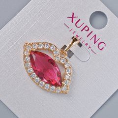 Кулон "Губи" Xuping з білими стразами та червоним кристалом d-17х24мм+ - L-23мм+- позолота 18К