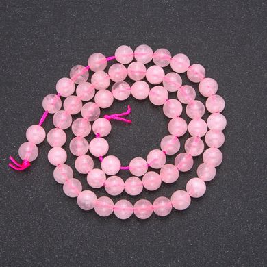 Намистини на нитці Рожевий Кварц гладка кулька d-6.5 (+ -) мм L-39см + - купити біжутерію дешево в інтернеті