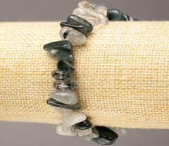 Браслет з натурального каменю Рутиловий Кварц Волосатик крихта "голка" на резинці d 11-19х2-8(+-)мм L-18см
