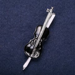 Брошь музыка Скрипка черная эмаль 65х17мм серебристый металл купить оптом дешево в интернет