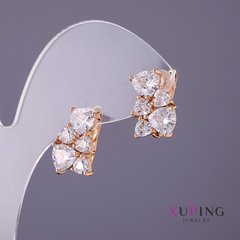 Сережки Xuping білі камені d- 10мм L-15мм колір золото купити біжутерію дешево в інтернеті