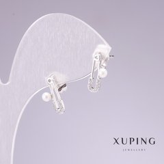 Сережки гвоздики Xuping родій Булавки з білими стразами 13х8мм купити біжутерію дешево в інтернеті