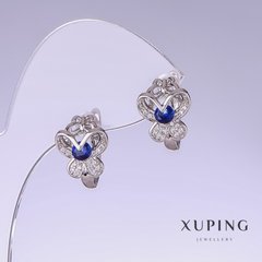 Сережки Xuping Метелики з синіми цирконами L-15мм s-11мм родій купити біжутерію дешево в інтернеті