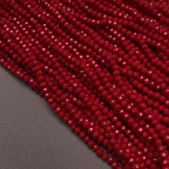 Намистини Чеський Кришталь на волосіні червоне матове гранований рондель d-3,5х3мм + - L-36-38см + - купити