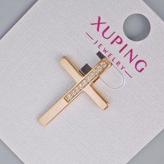 Кулон "Хрест" Xuping з білими стразами d-25х17мм+ - позолота 18К
