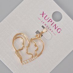 Кулон Xuping "Серце" з білими стразами d-28х21мм+- Позолота 18К