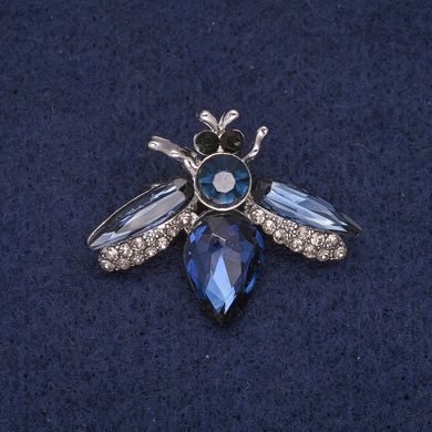 Брошка Метелик з кристалами, сріблястий метал 26х33мм купити біжутерію дешево в інтернеті