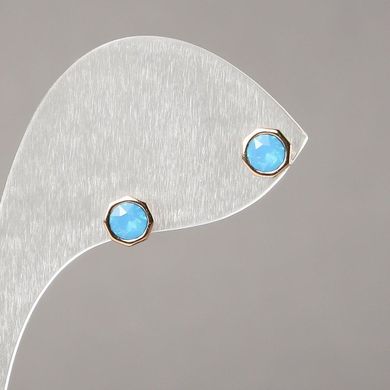 Сережки пусети кульчики Xuping Позолота 18К з блакитними кристалами 6мм + - купити біжутерію дешево в