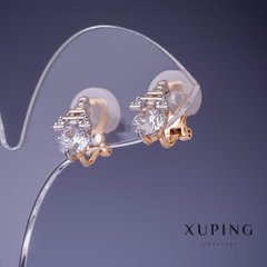 Сережки Xuping "Ейфелеві вежі" з білими кристалами 8х14мм "позолота 18К" купити біжутерію дешево в інтернеті