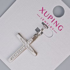Кулон "Хрест" Xuping з білими стразами d-27х17,5мм+ - L-33мм+- родій купити біжутерію дешево в інтернеті