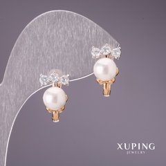 Сережки Xuping з перлами "Майорка" 16х10мм позолота 18к купити біжутерію дешево в інтернеті