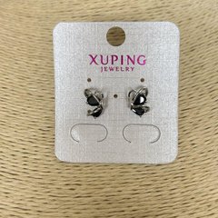 Сережки пусети кульчики Xuping Родій з чорними кристалами d-12х8мм + - купити біжутерію дешево в інтернеті