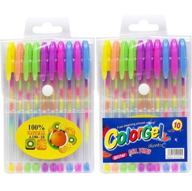 Від 3 шт. Набір ручок гелевих різнокольорових 10 кольорів A-100-10 купити дешево в інтернет-магазині