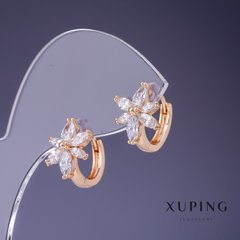 Сережки Xuping Квіти з білими каменями 13х12мм "позолота 18К" купити біжутерію дешево в інтернеті