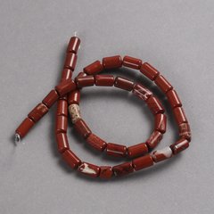Намистини на нитці натурального каменю Яшма червона гладкий циліндр d-10х6мм + - L-41см + - купити біжутерію