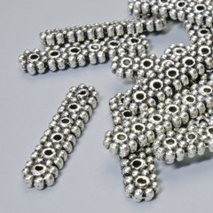 Намистина-роздільник на 6 ниток d-20х4,5мм+-, отвір d-1,2мм, сріблястий колір металу, 16шт+-. купити біжутерію