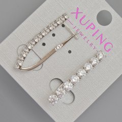 Сережки Xuping з білими кристалами d-32х4мм+- Родій купити біжутерію дешево в інтернеті