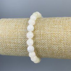 Браслет Морганіт гранована кулька 8 мм+- L-18см+- стрейч