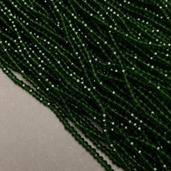 Бусины Чешский Хрусталь на леске темно-зеленое прозрачное "граненный рондель" d-3,5х3мм+- L-36-38см+-