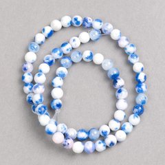 Намистини синьо-білі "Содаліт" (іміт. акрил) на волосіні гладка кулька d-6мм+- L-40см +- купити біжутерію