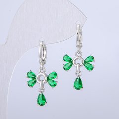 Сережки Xuping Родій із зеленими кристалами d-14мм + - s-28мм + - купити біжутерію дешево в інтернеті