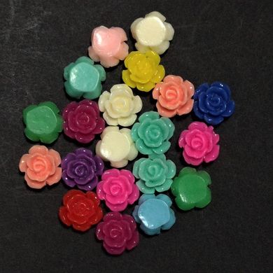 Кабошон Роза акрил різнобарвна d-12мм з отвором купити біжутерію дешево в інтернеті