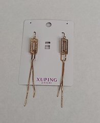 Сережки Xuping Позолота 18К з білими кристалами d-18х9мм+- L-8см+- купити біжутерію дешево в інтернеті