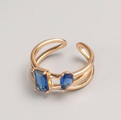 Каблучка Xuping колір металу "золото" синій камінь р-р 16,18 купити біжутерію дешево в інтернеті