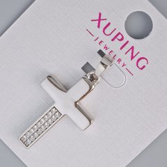 Кулон "Хрест" Xuping з білими стразами d-27х16,5мм+ - L-33мм+- родій купити біжутерію дешево в інтернеті