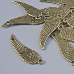 Фурнітура підвіска "Крило" d-30х9мм, d-отвору 1,6мм, фас. 15шт+- бронзовий колір металу