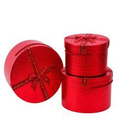 Набор подарочных коробок 3шт круглых 2516-3-Red