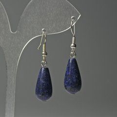 Сережки Лазурит крапля d-10х25мм+- L-40мм+-