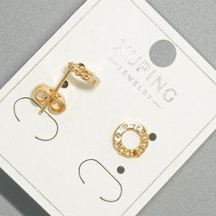 Сережки пусети Xuping з білими стразами d-8мм+- позолота 18К