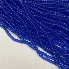 Намистини Чеський Кришталь на волосіні синє прозоре гранований рондель d-3,5х3мм + - L-36-38см + - купити