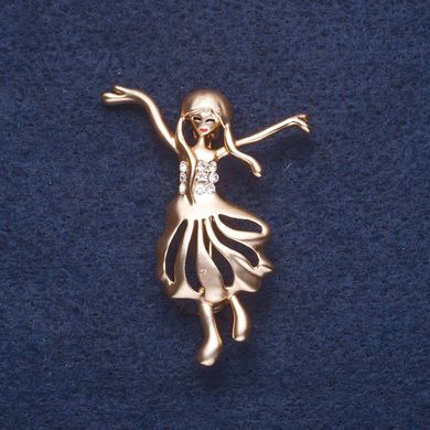 Брошка "Дівчинка" колір металу матове золото 4,5х3см купити біжутерію дешево в інтернеті