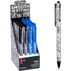 Від 24 шт. Ручка масляна VINSON Building синя F6 автоматична купити дешево в інтернет-магазині