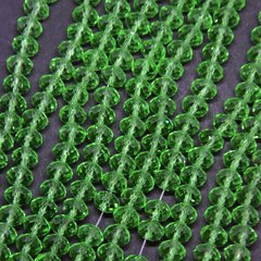 Намистини Чеський Кришталь прозоре зелене смарагдове "рондель" d-8Х6мм L-40см купити біжутерію дешево в