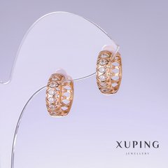 Сережки Xuping з білим цирконом L-16мм s-5мм позолота 18к купити біжутерію дешево в інтернеті