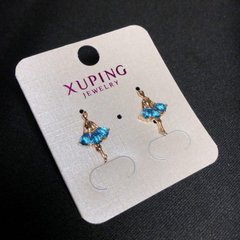 Сережки Xuping Балерина з блакитними каменями 11х19мм позолота 18к купити біжутерію дешево в інтернеті