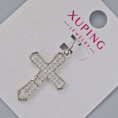 Кулон "Хрест" Xuping з білими стразами d-26х18мм+ - L-32мм+- родій купити біжутерію дешево в інтернеті