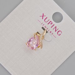 Кулон Xuping з рожевим кристалом та білими стразами d-16х10мм+- Позолота 18К купити біжутерію дешево в