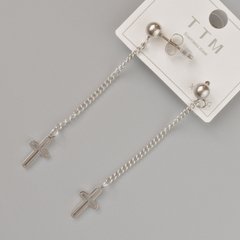 Сережки пусети Xuping "Хрест"d-12х7мм+- L-61мм+- Родій купити біжутерію дешево в інтернеті
