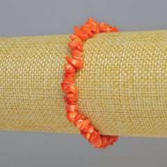 Браслет Корал помаранчевий натуральний крихта d-6х3мм+- (стрейч) L-18см+- купити біжутерію дешево в інтернеті