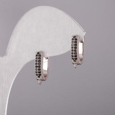 Швензи для сережок зі стразами сріблястий метал 15х13х4мм пара купити біжутерію дешево в інтернеті