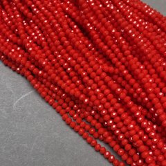 Намистини Чеський Кришталь на волосіні червоне матове гранований рондель d-3,5х3мм + - L-36-38см + - купити