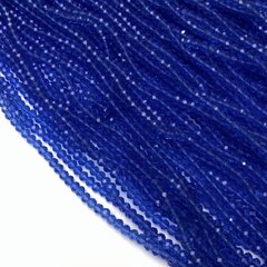 Намистини Чеський Кришталь на волосіні синє прозоре гранований рондель d-3,5х3мм + - L-36-38см + - купити